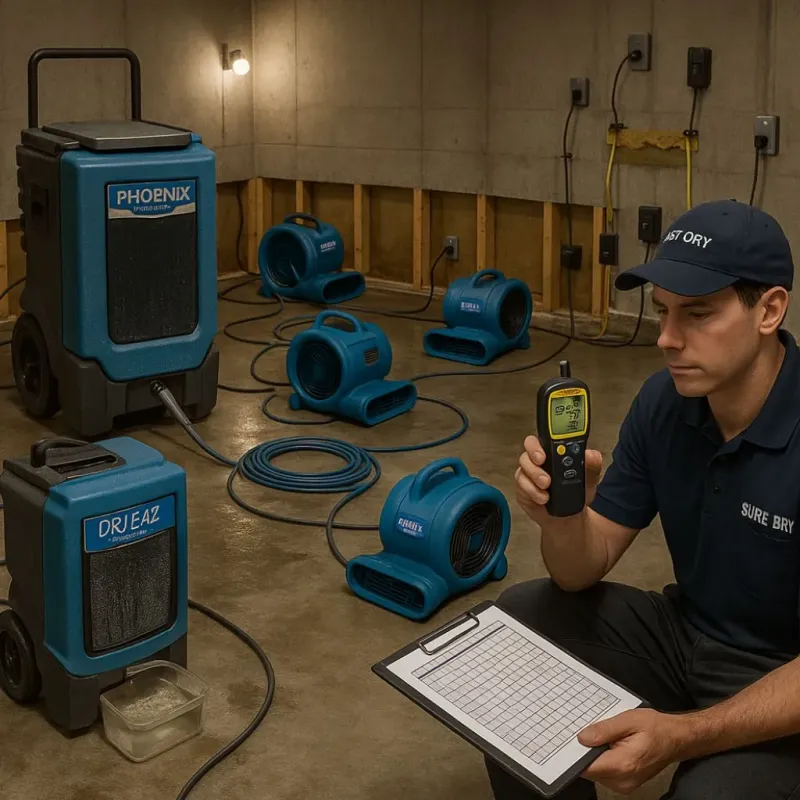 Structural Drying and Dehumidification process in Sharpsburg, NC